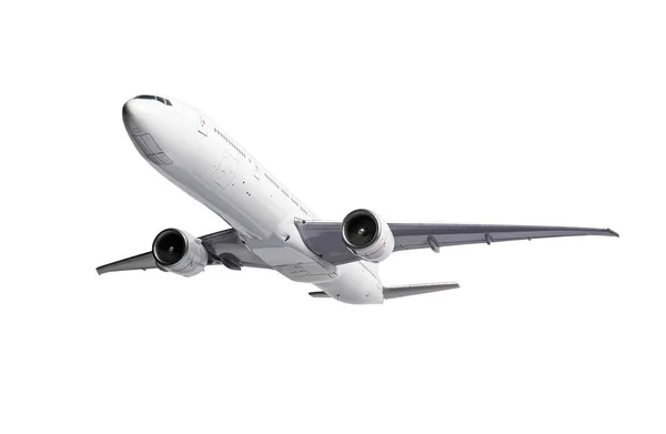 Branco moderno Airliner isolado no fundo branco. — Fotografia de Stock