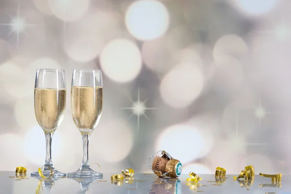 Festive champagne flutes — Stock Photo, Image