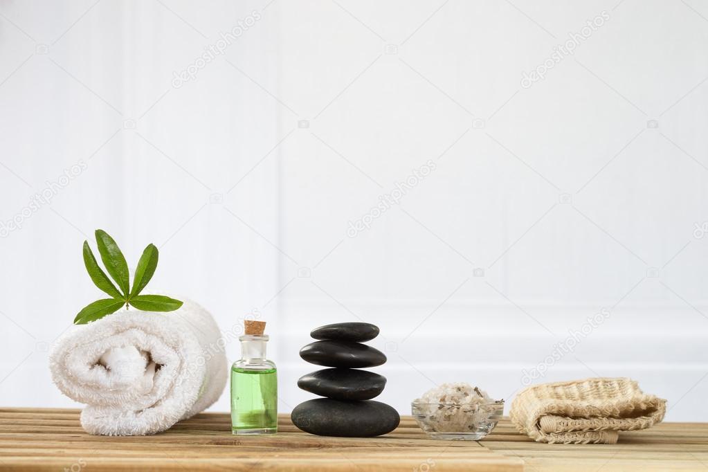 Spa accessories with stones — Stock Photo © JPCPROD 107495994