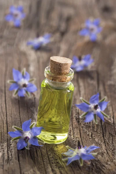 Lemon Verbena essential oil and leaves on the wooden board