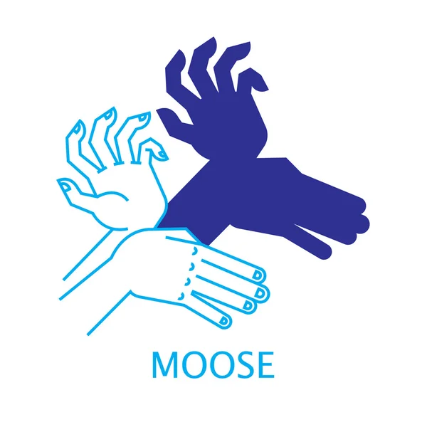 Vector Illustration of Shadow Hand Puppet Moose. — Stock Vector