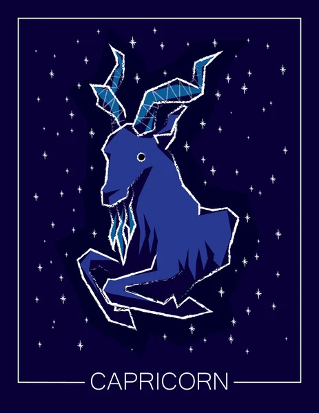 Zodiac sign Capricorn on night starry sky. — Stock Vector