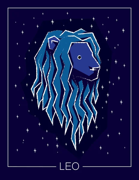 Zodiac sign Leo on night starry sky background. — Stock Vector
