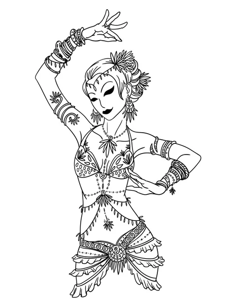 Pancia ballerina ragazza in mano disegnato stile . — Vettoriale Stock