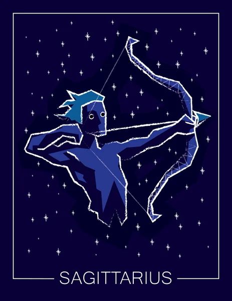 Signo del zodíaco Sagitario en el cielo estrellado nocturno . — Vector de stock