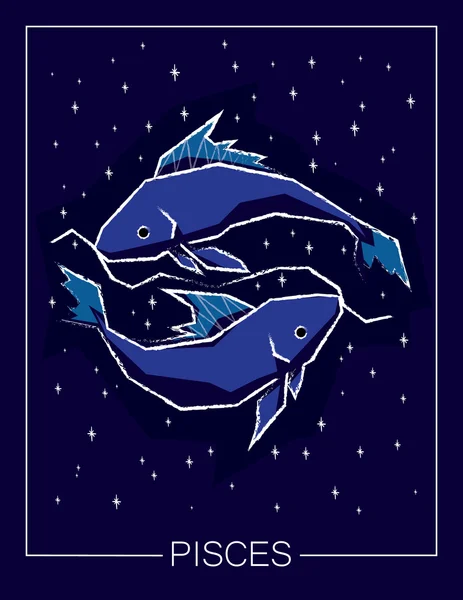Sternzeichen Fische auf nächtlichem Sternenhimmel Hintergrund. — Stockvektor