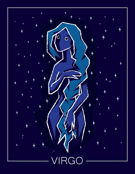 Signo del zodíaco Virgo en el fondo del cielo estrellado noche . — Vector de stock