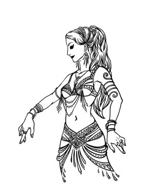 Belly Dancer Girl in Hand Drawn Style. clipart