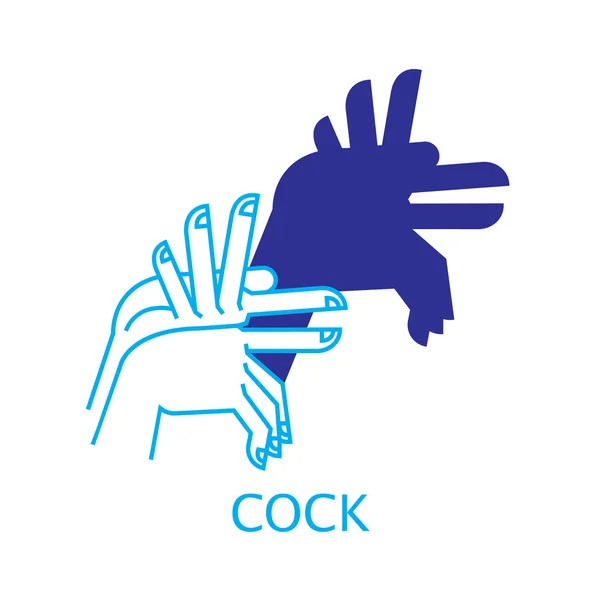 Vectorillustratie van schaduw Hand Puppet haan. — Stockvector