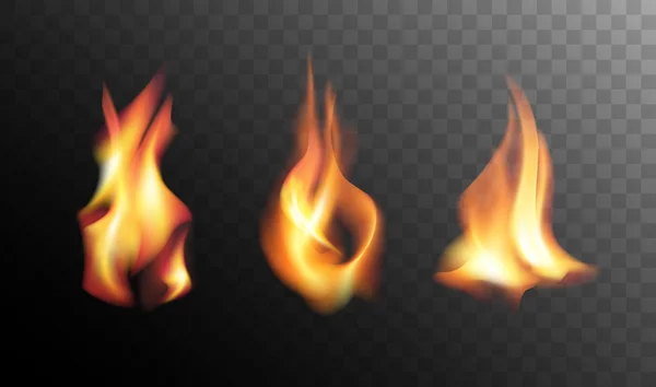 Reális tűzoltó a lángok egy átlátszó háttérrel. — Stock Vector