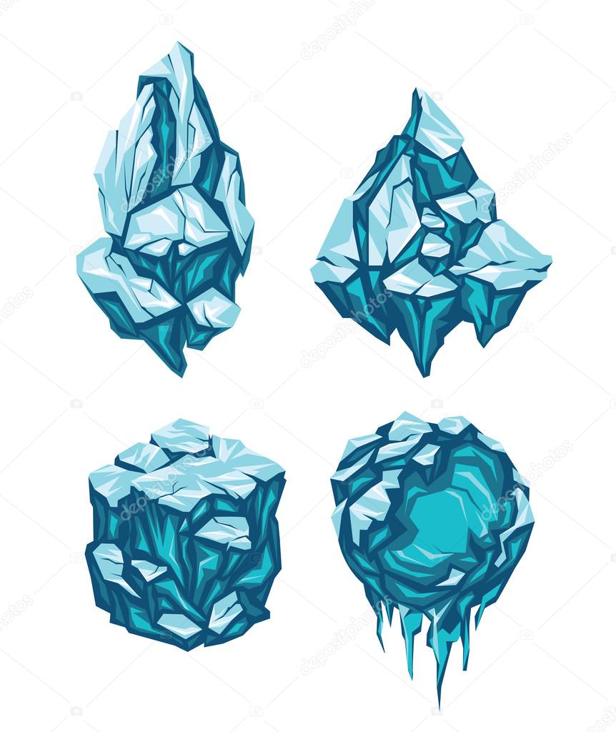 Set of Ice Blocks Vector.