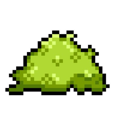 Kare beyaz arkaplanda izole edilmiş yeşil çalı bitki pikseli renkli çizimler.