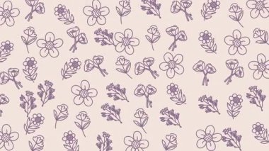 Mor çiçek desenli karalama deseni, kırtasiye malzemesi, tekstil ve tuhaf bir dokunuş için desen tasarımları..