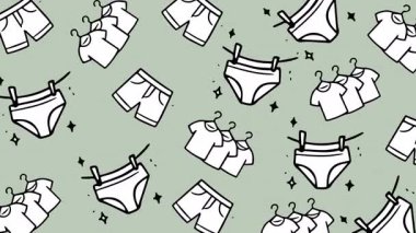 Çamaşır deseni desenli, çamaşır ipleri gömlekler, şortlar ve iç çamaşırlarıyla dolu. Tekstil tasarımları ve ürünleri için ideal..