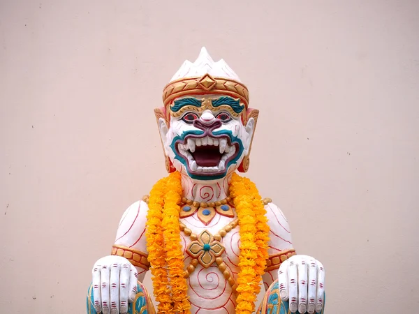 Hanuman statue with garland thailand style — Stock Photo, Image