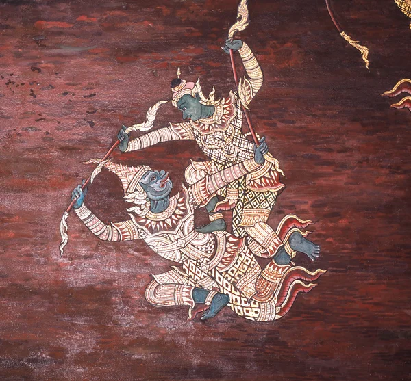 Ramayana histoire épique Temple peinture murale, Thai Mural — Photo