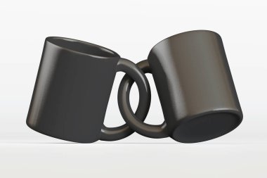 Gerçekçi 3d render seramik kupa beyaz arkaplanda izole