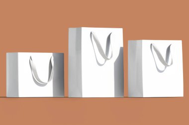 Alışveriş torbası beyaz renk 3D oluşturucu