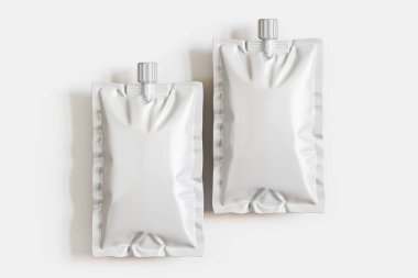 Model koleksiyonu için Doypack çanta beyaz renk 3d oluşturma