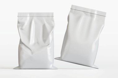 Kahve kesesi beyaz 3D renkte.