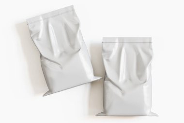 Kahve kesesi beyaz 3D renkte.