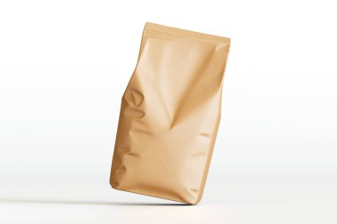 Kahverengi kahve kesesi rengi beyaz arkaplanda izole edilmiş.