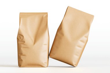 Kahverengi kahve kesesi rengi beyaz arkaplanda izole edilmiş.