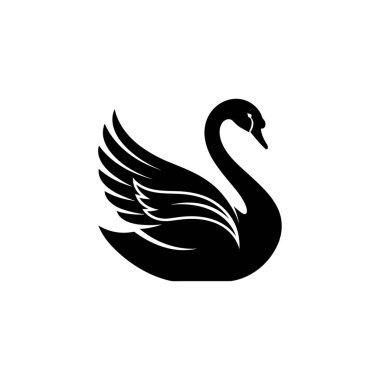 Siyah Kuğu Logo Vektörü. Zarif Güzellik Kuşu Simgesi Vektörü