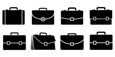 İş Evrak Çantası Simgesi Ayarlama Vektörü. Ofis Çantası Portföy Sembol Vektörü