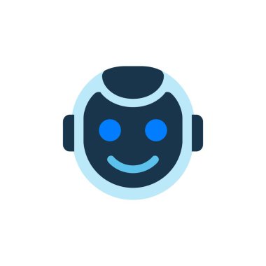 Robot Yüzlü Simge Vektörü. Gülümseyen Chatbot Yapay Zeka Avatar Vektörü