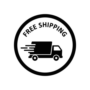 Ücretsiz Nakliye Rozeti Vektörü. Hızlı Kamyon Taşıma Çemberi Simge Vektörü