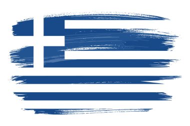 Yunanistan Bayrak Fırça Vektörü. Yunan Ulusal Grunge Sanat Sembol Vektörü