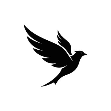 Uçan Kuş Simgesi Vektörü. Kara Özgürlük Kanat Vektörü