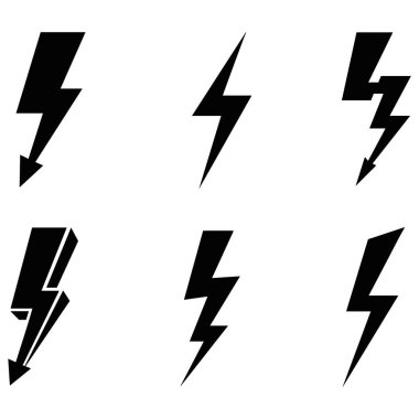 Şimşek Yıldırımı Simgesi Vektörü. Enerji Elektrik Vektörü
