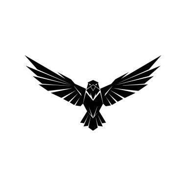 Baykuş Kalın Simge Vektörü. Kanat Silueti Kuş Vektörü