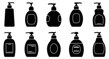 Kozmetik Şişe Silueti Güzellik ve Cilt Paketleri Koleksiyonu Vektörü