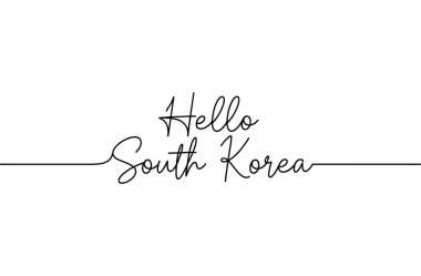 Merhaba Güney Kore zarif altı çizili el yazısıyla karşılama yazısı.