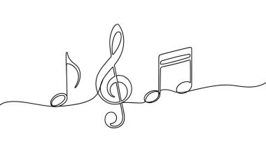 Müzik notaları ve trible anahtarı aralıksız resim çizimi