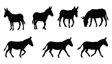At silueti çiftliği ve koşan vahşi atlar siyah vektör koleksiyonu oluşturuyor