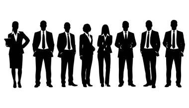 Kurumsal takım silueti siyah vektör koleksiyonu yapan iş adamları belirledi