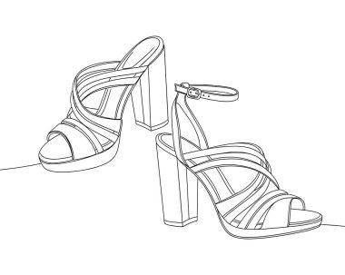 Yüksek topuklu ayakkabılar devamlı moda ayakkabıları minimalist taslak vektörü çiziyor