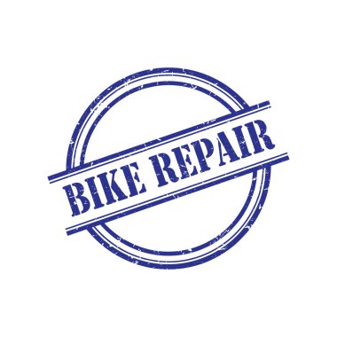 Motosiklet tamir servisi mavi yuvarlak pul rozet vektörü