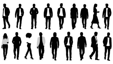 İş adamları siluet koleksiyonu ayakta duruyor