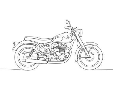Klasik motosiklet yan görüş çizgisi resim çizimi