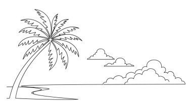 Palmiye ağacı plaj manzarası Bulutlar çizgisi