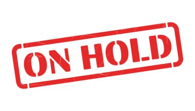 Beklemeye alındığında kırmızı kauçuk etiket vektör çizimi beklemede olan durum iletisi için izole edildi