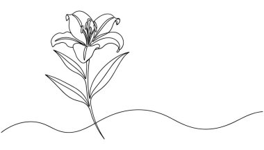 Çiçek bitkisi sürekli çizimi botanik minimalist ana hatlı vektör çizimi izole edildi