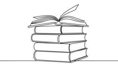 Eğitim öğrenme konsepti minimalist özet vektörü çizen kitap yığını