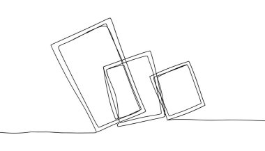 Resim çerçevesi sürekli çizgi çizimi Galeri duvarı dekor vektörü için asgari çizim çizimi