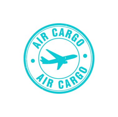 Nakliye hizmeti için uçak ikonu yuvarlak fok vektör tasarımı içeren hava kargo logosu rozeti
